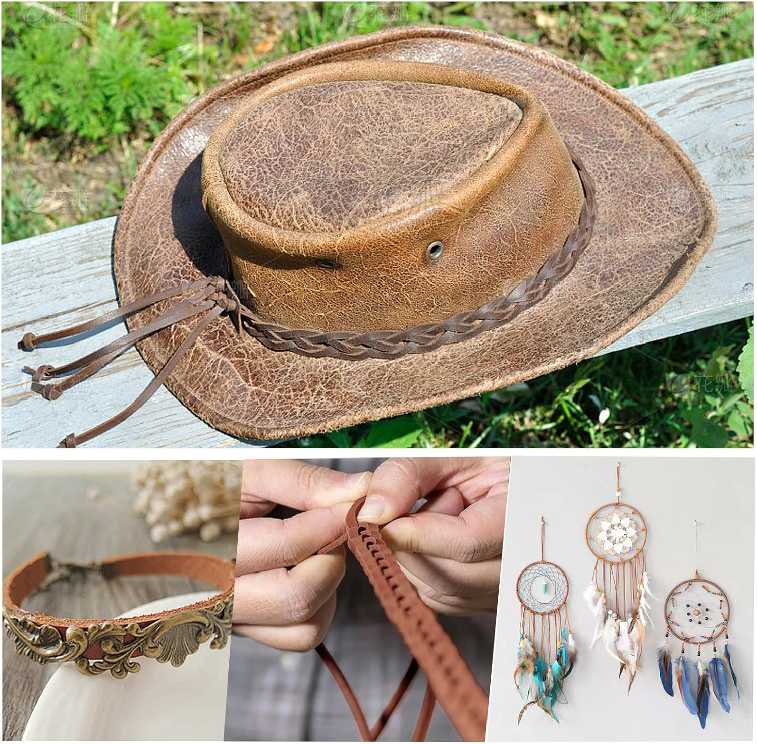 5M Braided Leather Cord,Cowhide Rope Necklace Cord,Flat Genuine Natural Laces,Dark Brown Leather Straps for Crafts Jewelry Making, Craft Bracelets, Necklaces, Braiding, DIY Projects image number 4