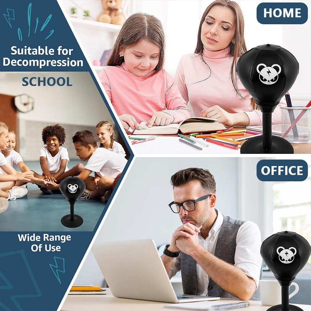 Desktop Punching Bag &ndash; Stress Relief Speed Bag with Suction Cup and Heavy Duty Spring for Kids and Adults &ndash; Tabletop Boxing Ball for Office or Home Use