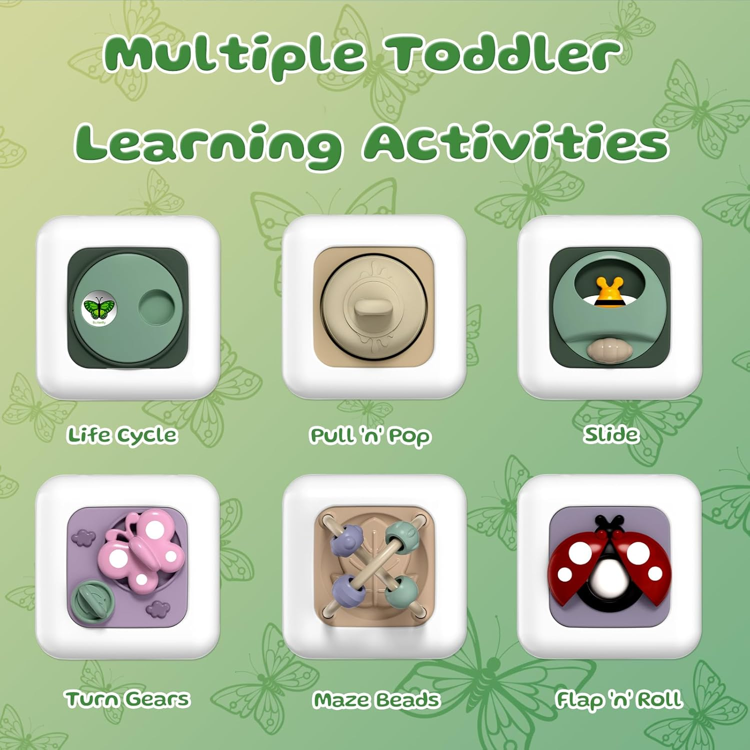 Montessori Busy Cube for Babies Toddlers, Sensory Travel Toys 6-12-18 Months for Plane, Baby & Toddler Learning & Education Toys for 1 2 Year Old Boy Girl Gifts, Newborn Baby Gifts image number 3