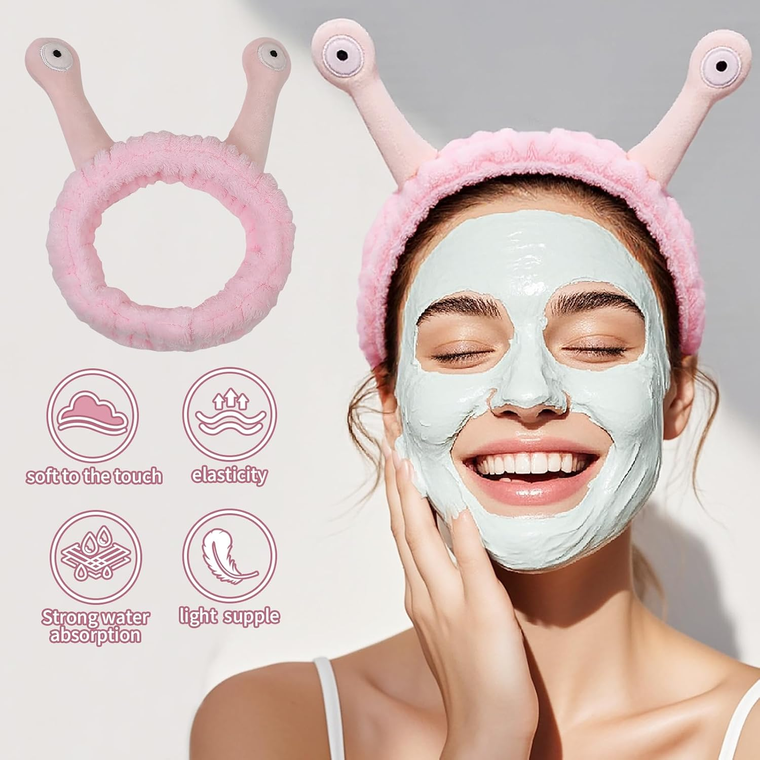 HFZRZFH Creative Snail Headband，Cute and Elastic Cartoon Hair Accessories for Women and Girls, Ideal for Face Washing, Skincare, Makeup, and Spa image number 1