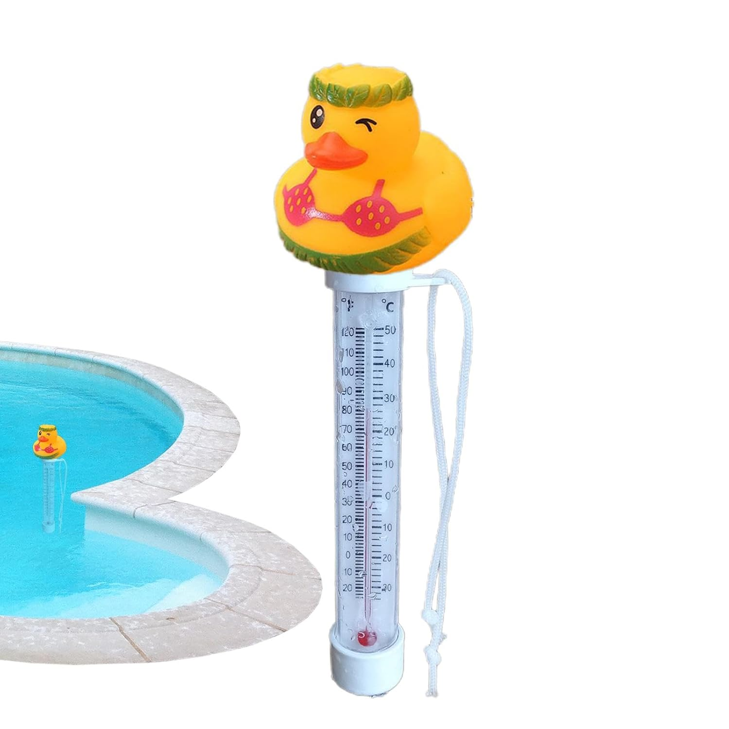 Pool Thermometer - Water Temp Gauge, Floating Pool Temperature Meter | Water Temperature Tester Tool, Easy Read Duck Water Temperature Gauge, Floating Duck Water Temperature Gauge for Hot Tub,Spa