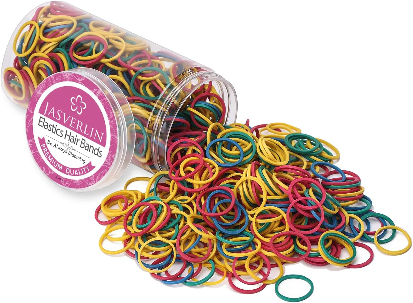 JASVERLIN 3/4Inch Elastics Hair Rubber Bands Colorful, Baby Elastic Band Hair Ties Ponytail Braid Holder Loom Tiny Small Scrunchies for Thick Women Girls Kids 1000Pcs