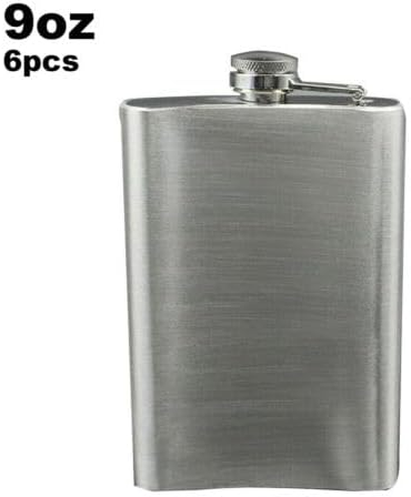Ariv Hommey 6PCS 9Oz Stainless Steel Hip Flask Liquor Alcohol Whisky Whiskey Flask Silver Bottle Small Mini Pocket Hip-Flask Drink image number 2