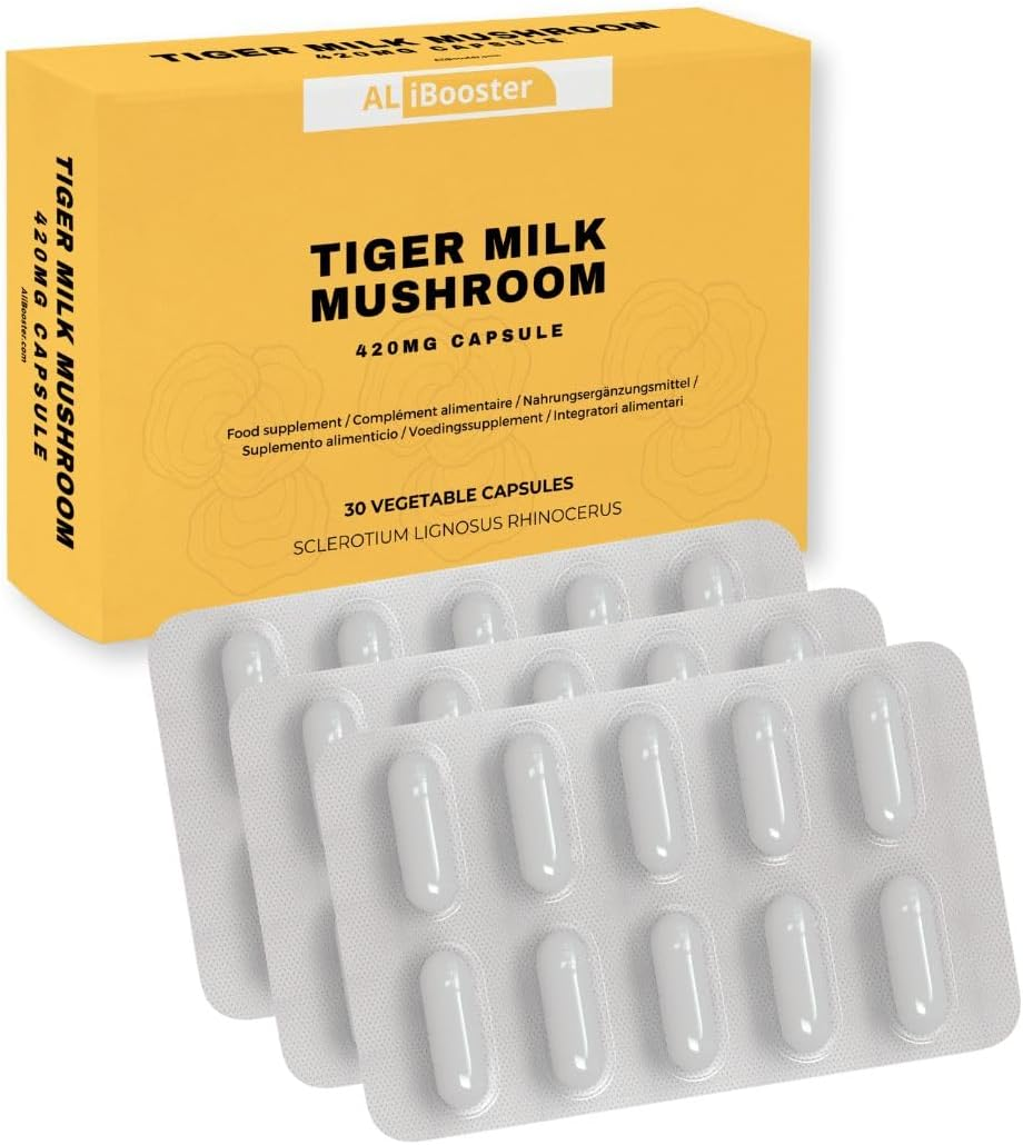 ALIBOOSTER - Mushroom Tiger Milk Lignosus - 30 Caps 420Mg - Standardized Extract - Respiratory Support