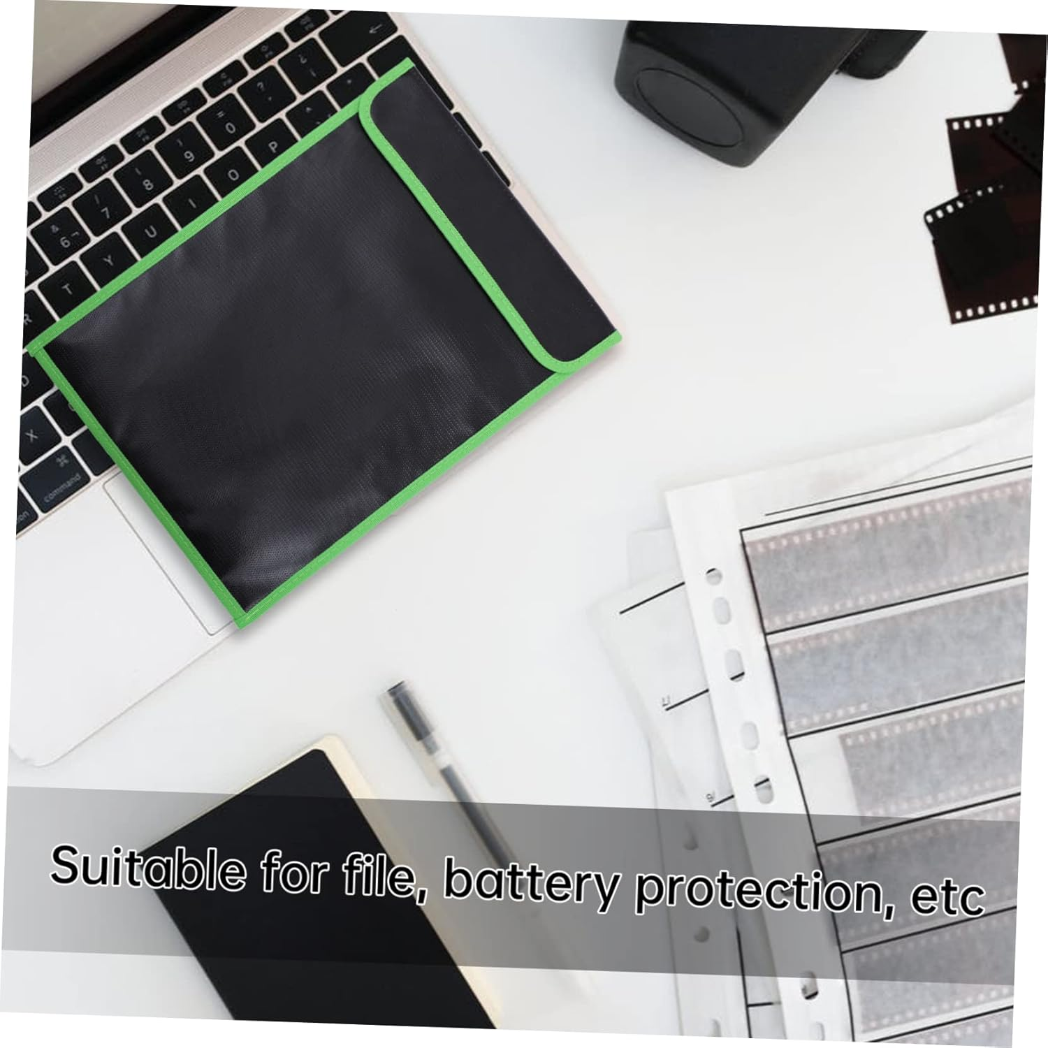 HOMSFOU Explosion File Holder Fireproof File Bag for Office Students Business Traveler Large Capacity and Smooth Zipper image number 3