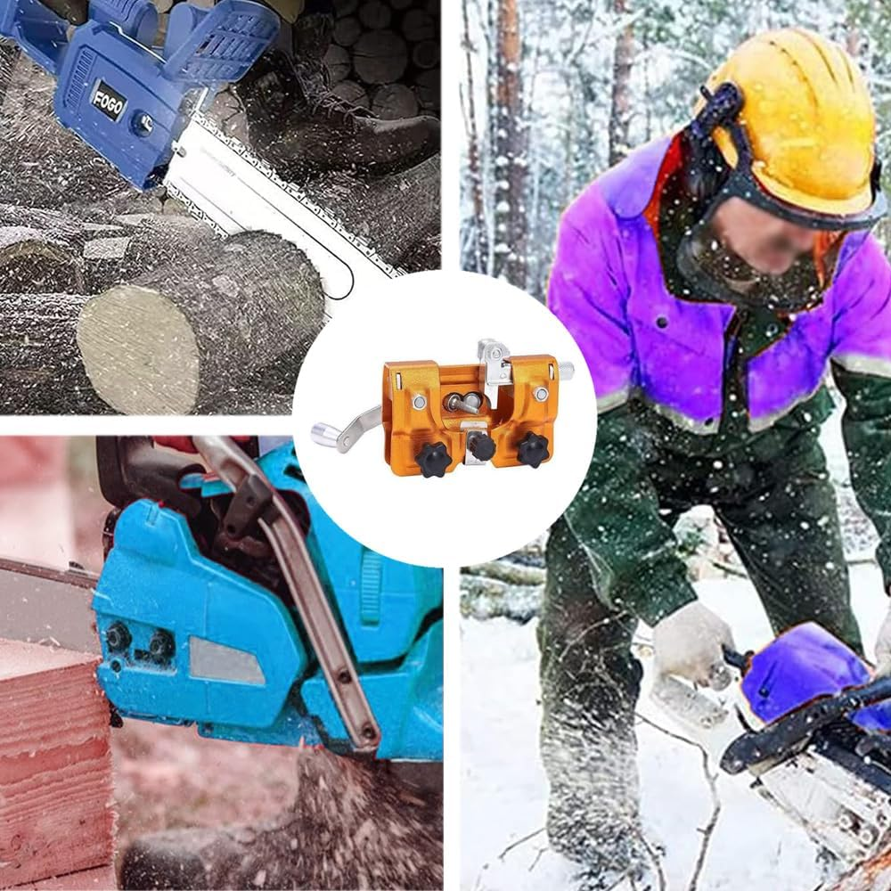 Chainsaw Sharpener, Portable Chainsaw Sharpening Jig Kit, Chainsaw Vise and Hand-Cranked Chainsaw Sharpening Jig Kit for Lumberjack, Landscaper, Maintenance Worker Loopunk