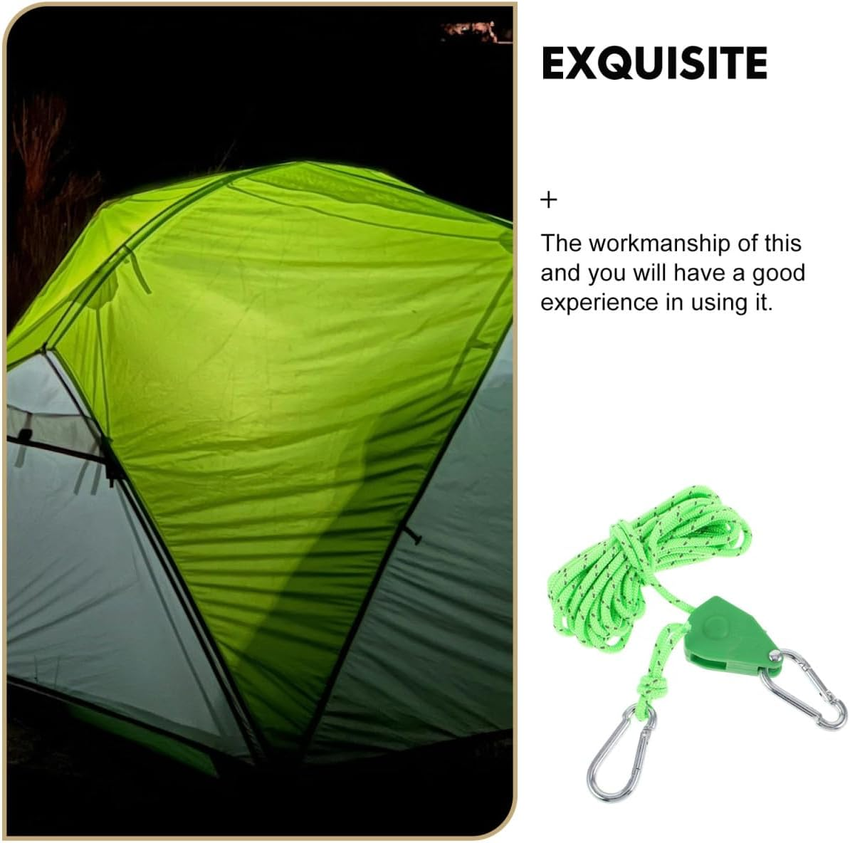 BESPORTBLE Tent Windproof Carabiner Reflective Tent Rope Adjustable Rope Tarp Tie Downs Tent Rope Tensioner Pulley Tent Ropes and Tensioners Camping Rope Stainless Steel Black - Red image number 5