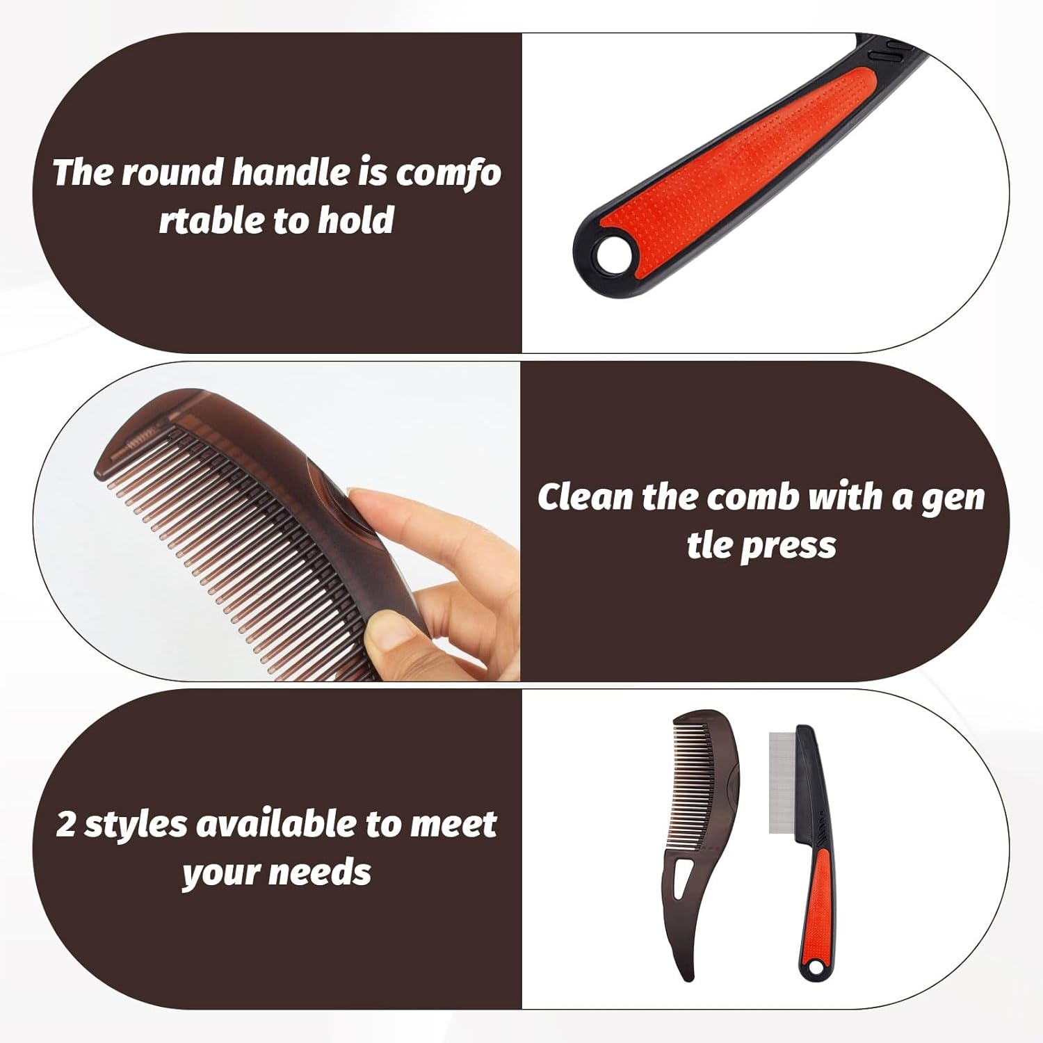 Dandruff Comb, Scalp Comb, Scalp Brush, 2Pcs Hollow Tooth Hairbrush Dandruff Comb and 2Pcs Stainless Steel Fine Tooth Dandruff Remover Comb, Scalp Sweep Detoxing Comb, Scalp Detox Comb image number 1