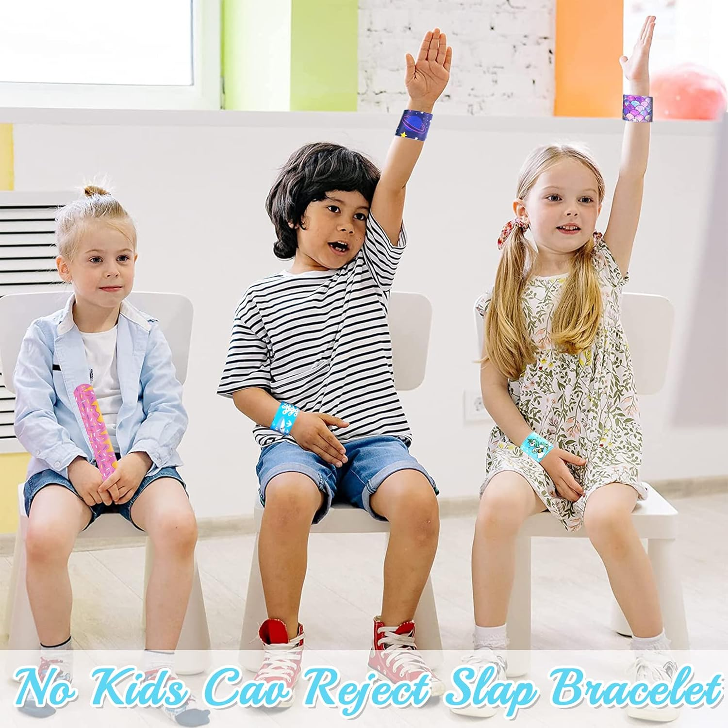 30 PCS Slap Bracelet for Kids Party Bag Fillers, Boys & Girls Mix Wristbands Fun Boys and Girls Snap Bands Bulk Vinyl Rolls for Birthday Gift Goodie Bag Flavors School Classroom Little Toys image number 5