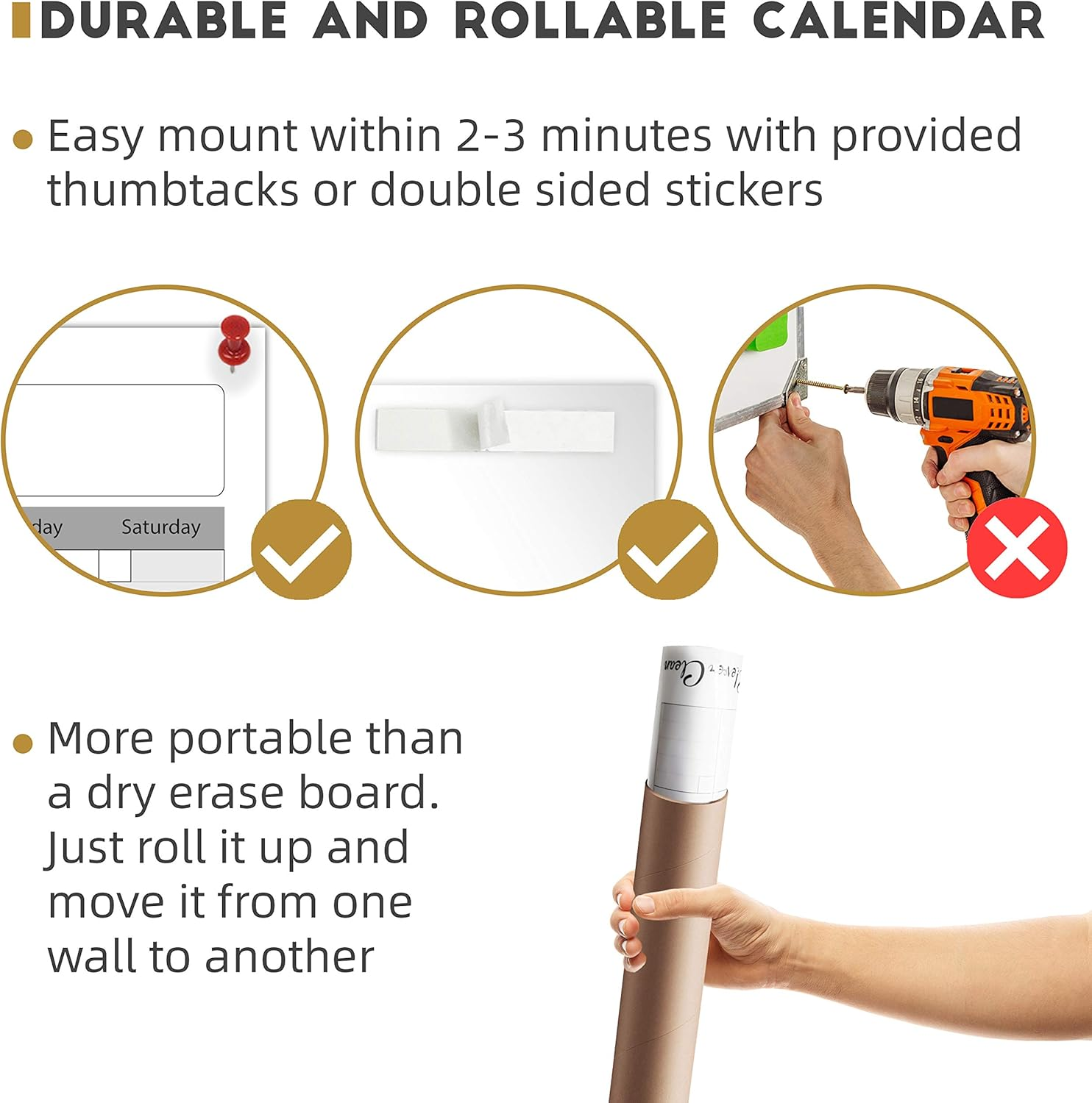 Large Reusable Dry Erase Wall Calendar - 36"X96" 2019-2020 Undated Yearly Planner for Home, Office, School Projects - Jumbo Laminated Task Organizer 36"X96"