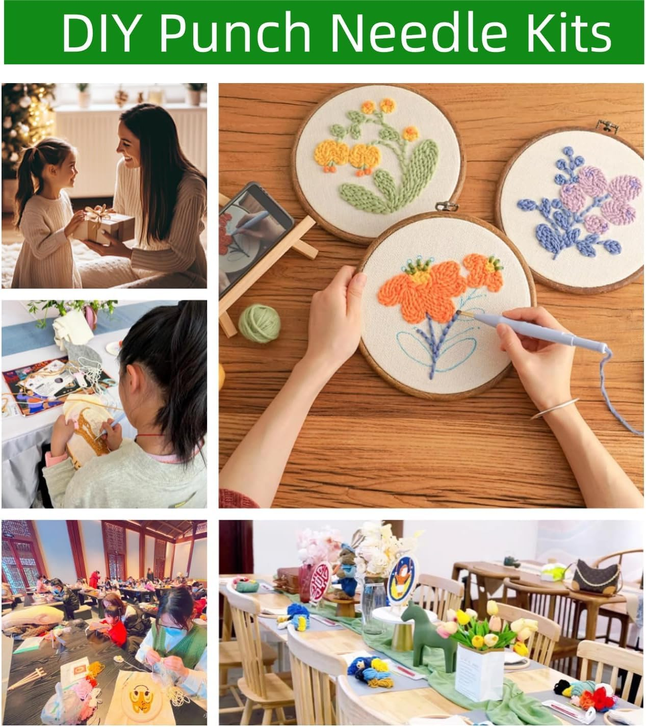 DIY Punch Needle Kits for Beginners Cute Cartoon Koala Portrait with Hoop Embroidery Punch Needle Starter Craft Set Easy for Adults Festival Gift and Decoration 20X20Cm image number 1