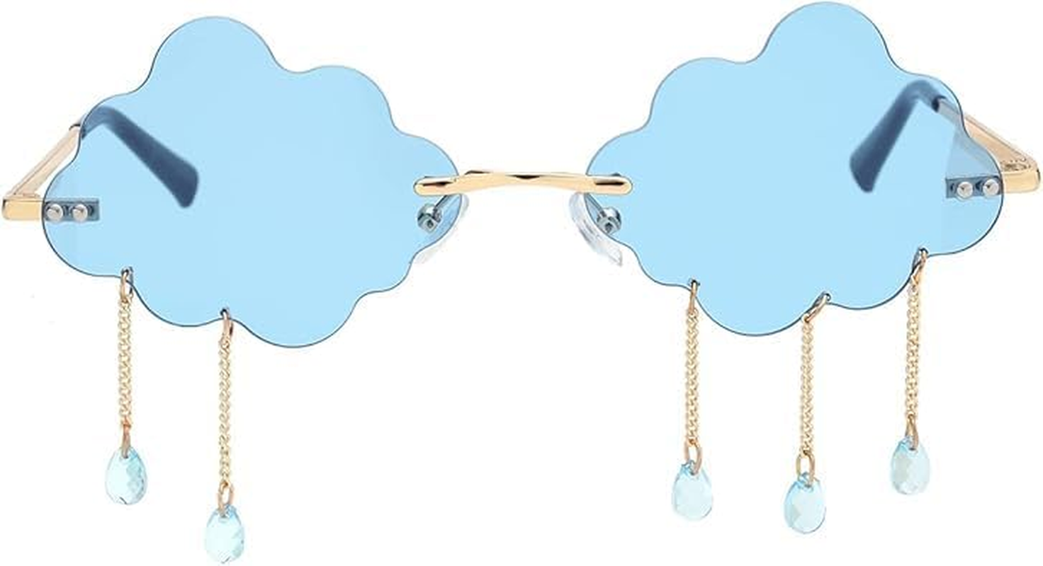 Cloud Shaped Sunglasses for Women Men Vintage Trendy Rimless Sun Glasses Rave Party Halloween Eyeglasses image number 4