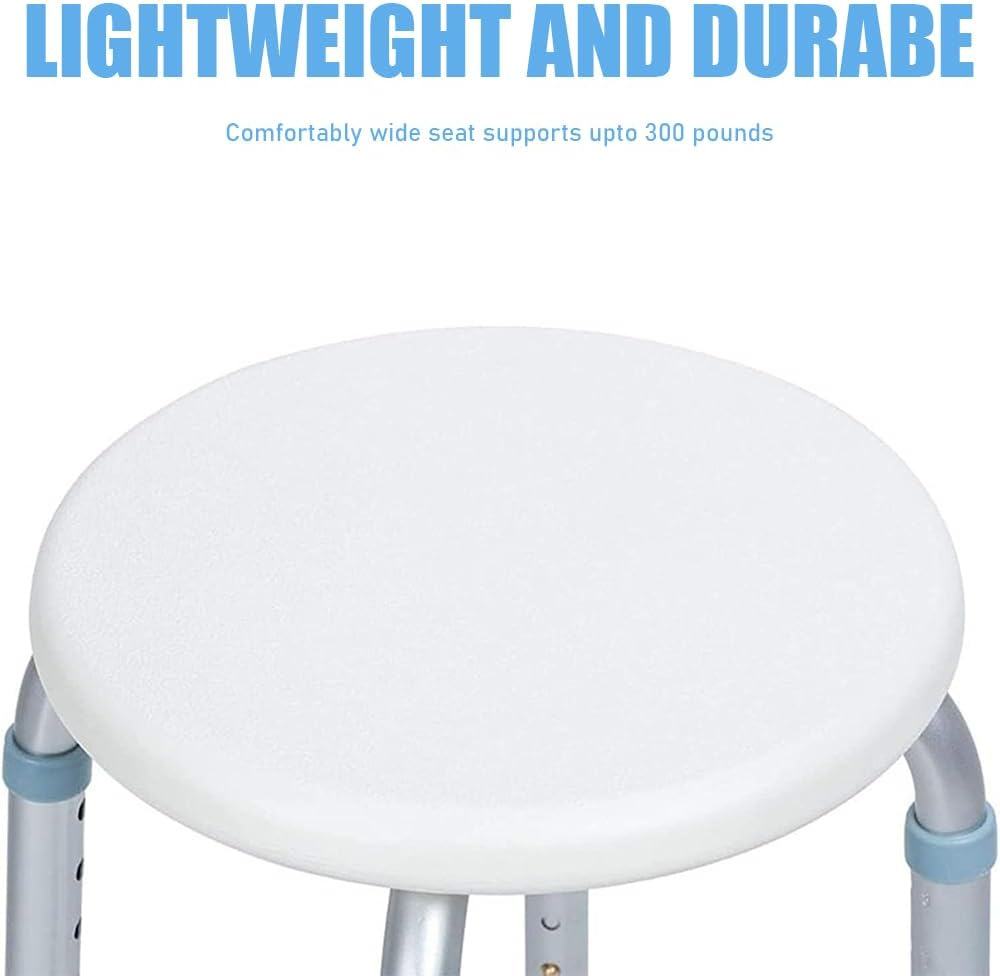 Portable Shower Chair, Non-Slip Bathing Stool, Footstool and Bath Chair, Shower Seat with Adjustable Height, Stool for Elderly People Children Pregnant Women (White) image number 3