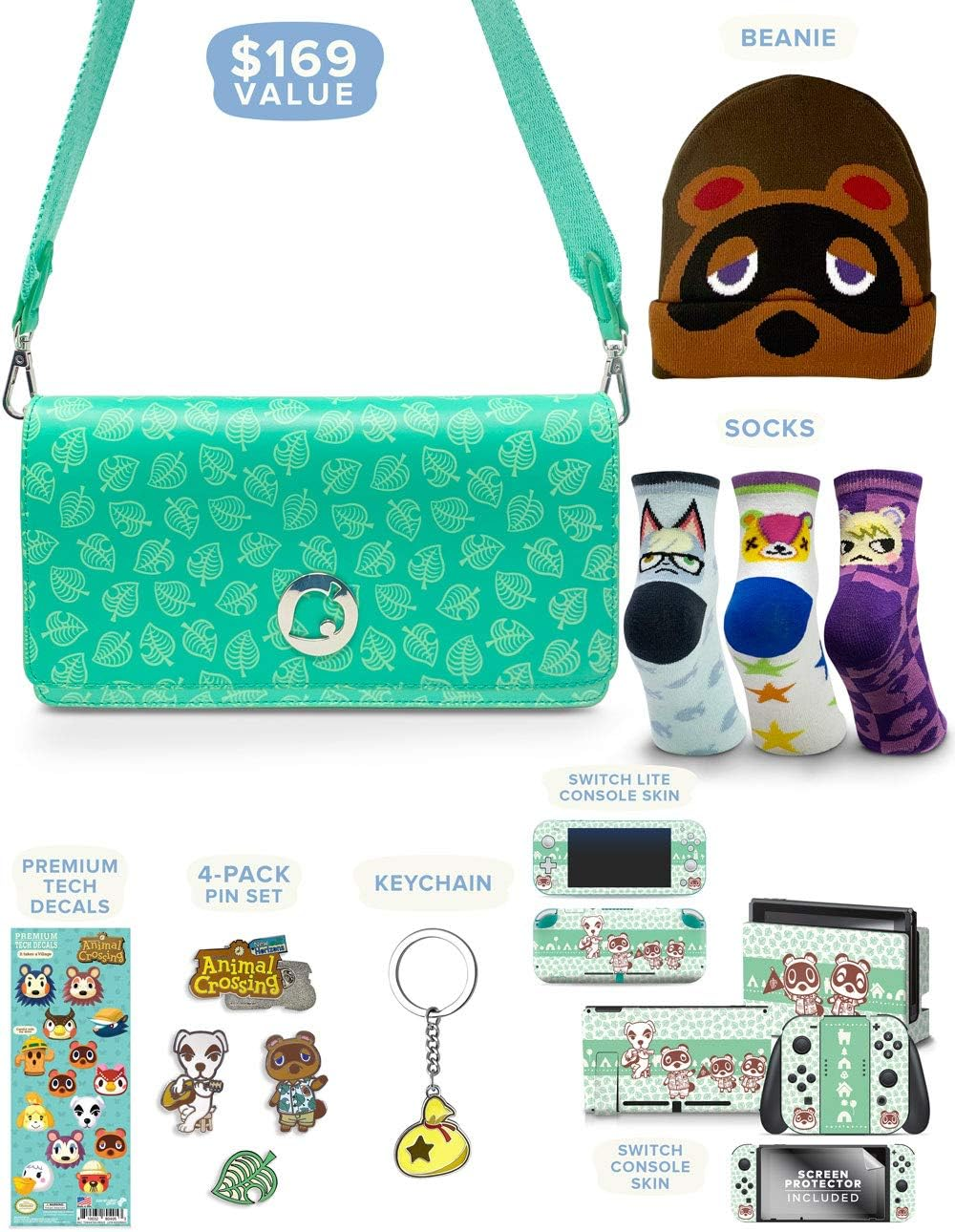 Controller Gear Animal Crossing Sling Bag for Women, Girl'S, Kids. Nintendo Switch and Switch Lite Case, Accessories, Travel Bag, Carrying Case. Fruit Pattern - Nintendo Switch