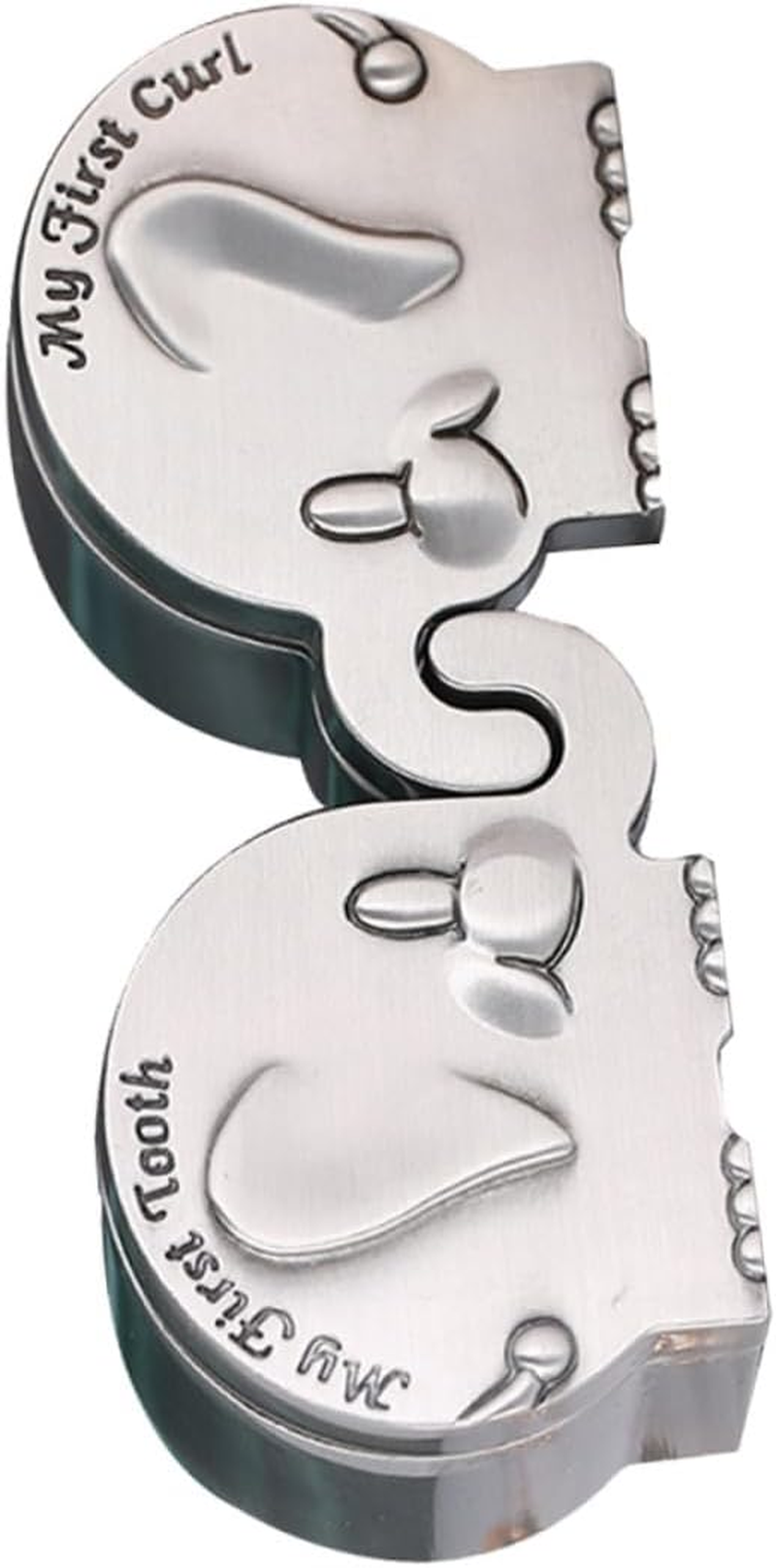 Elephant Shape Newborn Keepsake Box My First Curl Box Metal Small Silver Infant Hair Tooth Storage Case Baby Memory image number 1