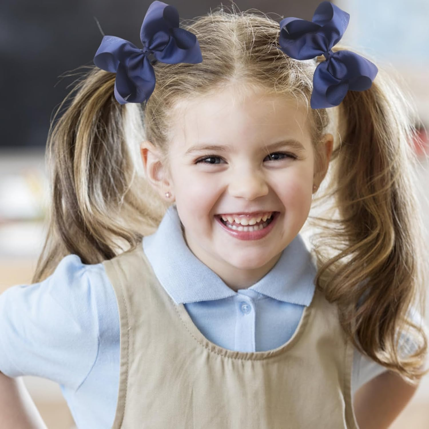 6 Inch Grosgrain Ribbon Hair Bows with Alligator Clips for Girls,Baby Girls, Toddlers, Kids & Teens(6Pcs,3 Color) image number 5