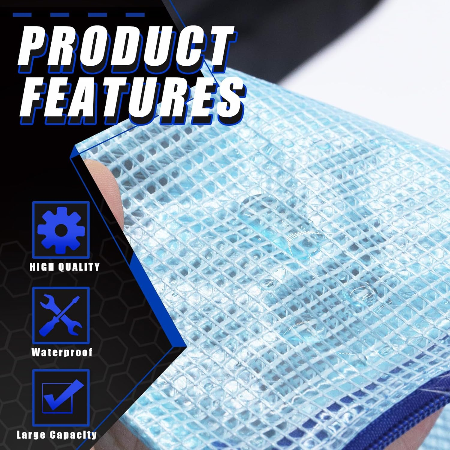 Glarks 7Pcs Art Portfolio Bag Set, 3Pcs 19 X 25 Inch Poster Storage Bag Organizer Transparent Bag with Zipper and Handle and 4Pcs A3 A4 Mesh Zipper Pouch Art Supply Bag Set for Artwork Bulletin Board image number 2