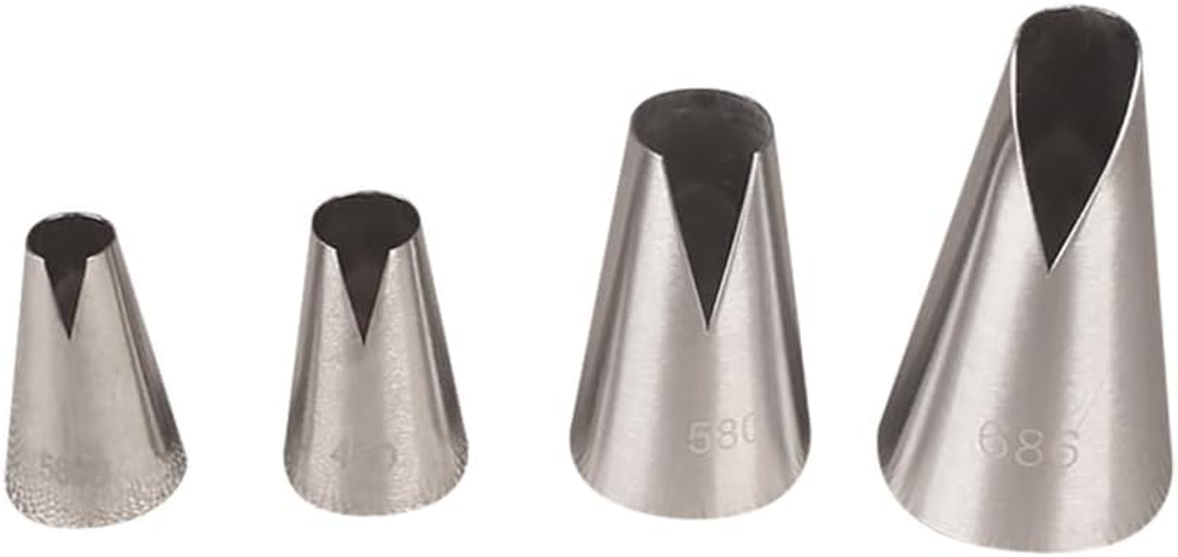 JIHUOO 4 Pieces V Shaped Piping Tips, Stainless Steel Wave Piping Nozzles, Cake Decorating Nozzles, Cupcake Icing Nozzles, Biscuits, Dessert, Icing Tips for Baking Pastry image number 4