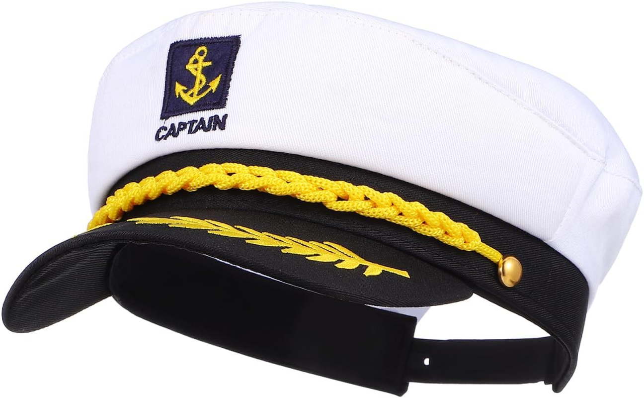 Luxshiny Captain Hat Adjustable Yacht Boat Ship Sailor Hat for Men Women Halloween Costume Accessory, 22 X 15 X 5 Cm (White) image number 1