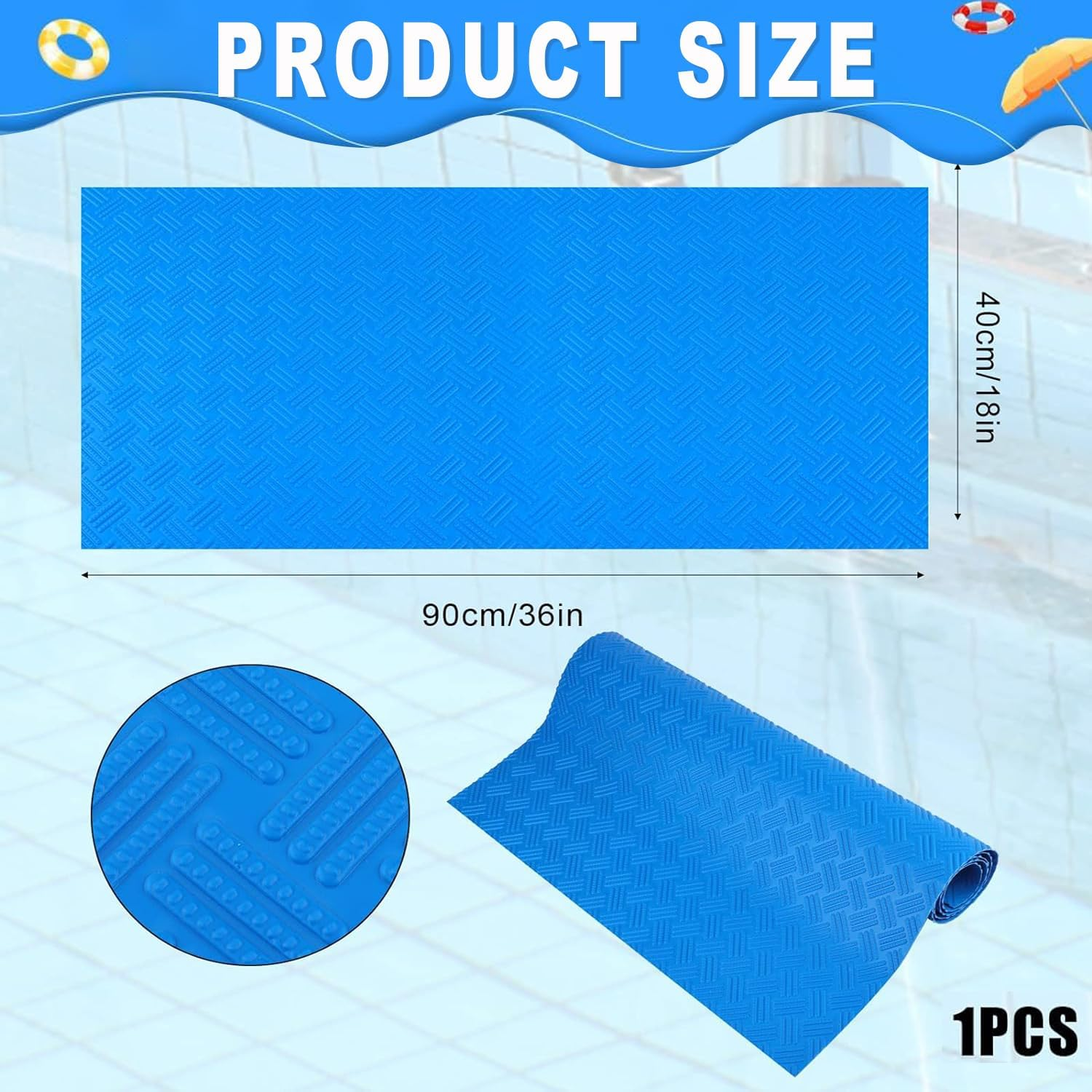 Swimming Pool Ladder Step Mat 16"X36" Non-Slip Protective Stability Swimming Pool Step Pad Waterproof Pool Mat anti Slip Protector Pad for above Ground Pools Liner and Stairs image number 4
