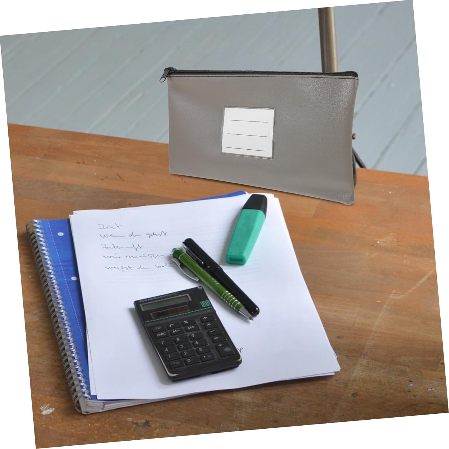 DIYEAH 2Pcs Zippered File Pouch Reusable Document Storage Pouch for Cash Bags and Receipts Organized File Holder Pu Leather image number 4