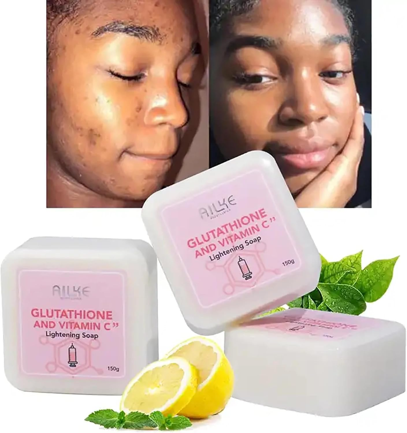 AILKE BOOST LUSTER, Smooth Skin, for Face and Body, with Glutathione, Vitamin C, Rich Bubbles, Handmade Goat'S Milk Bath Soap 150 G image number 3