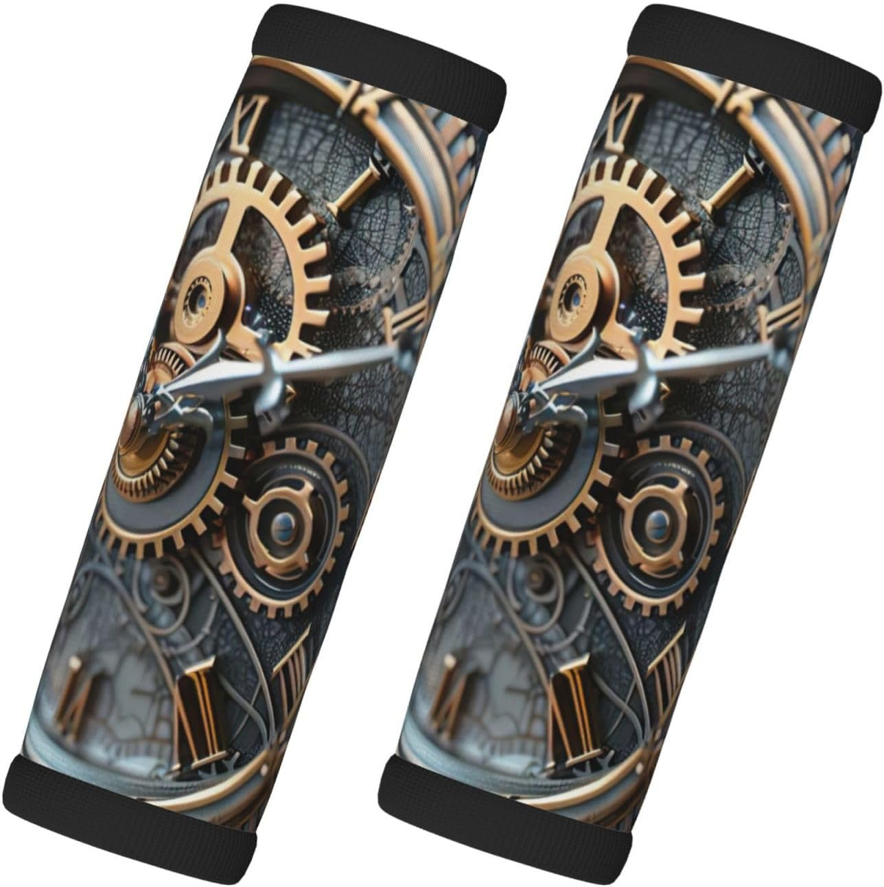 Clock Gear Print Luggage Handle Wraps for Suitcases, 2 Pack Neoprene Travel Bag Luggage Identifiers image number 2