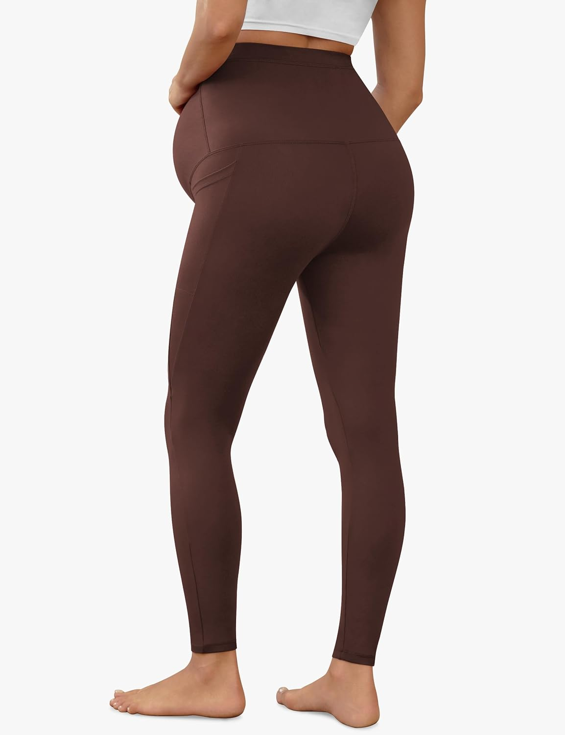 VALANDY Creamlush 4 Pack Maternity Leggings with Pockets over the Belly-Buttery Soft Yoga Workout Pregnant Pants image number 5