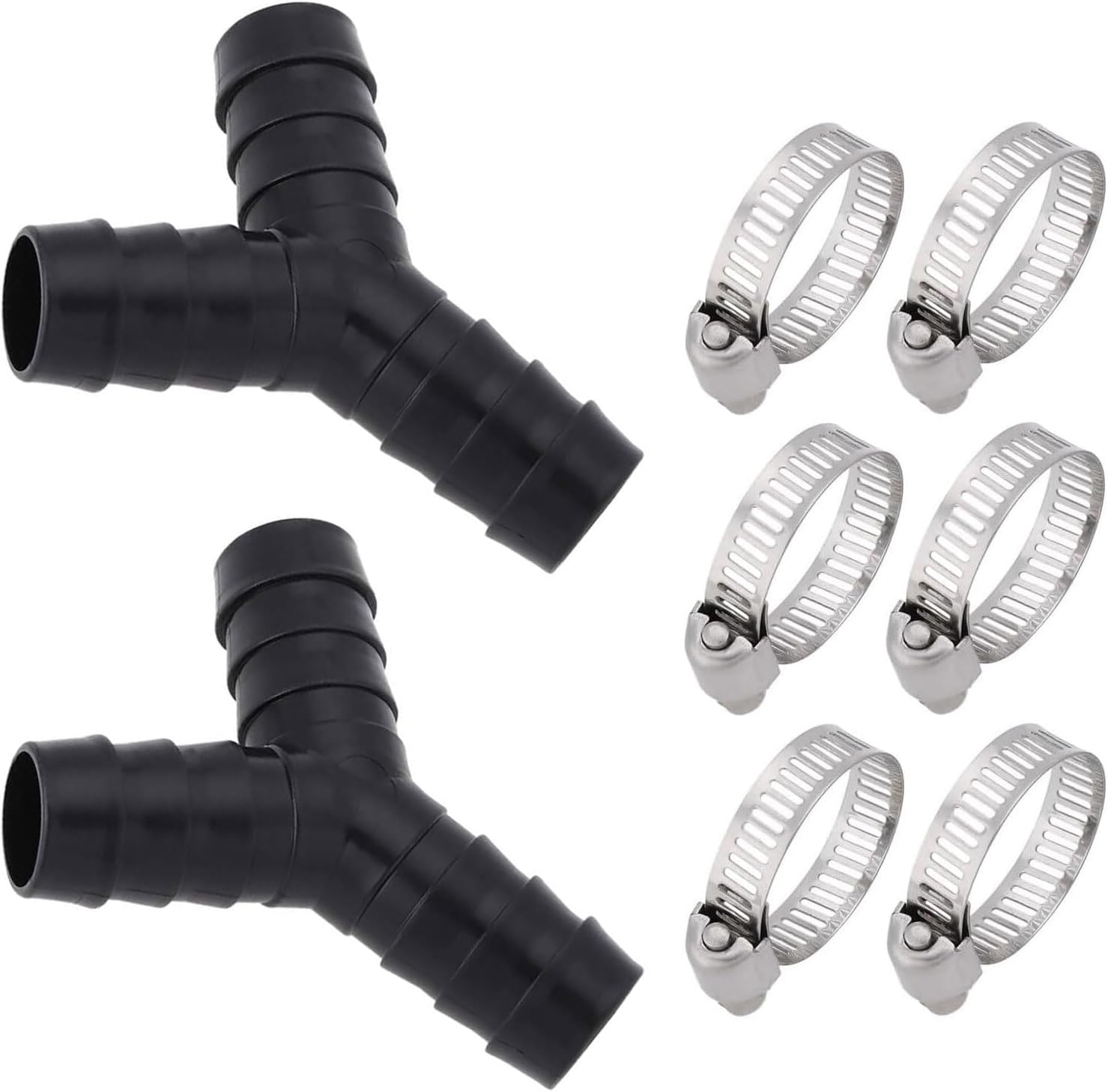 Lyvixora 2 PCS Drain Hose Y Connector 16Mm and 20X20Mm - Y Piece Splitter for Dishwasher and Washing Machine, Plastic Tee Adapter with Hose Clamps, (Black) image number 5