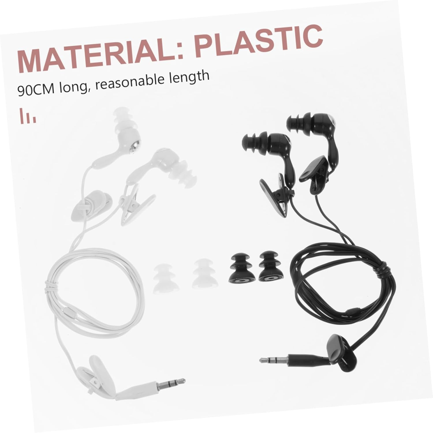 KALLORY Waterproof Swimming Earphones 2Pcs In-Ear Mp3 Earbuds 3.5Mm Jack Adult Bathing Ear Plugs Compatible for Diving and Shower Use image number 4