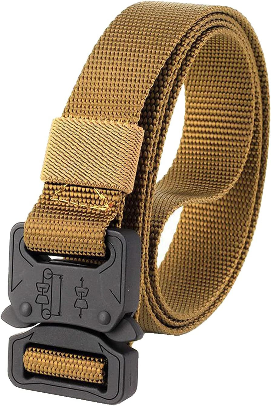 QAZSE 1 Inch Nylon Tactical Belt Quick Release Metal Buckle Heavy Duty Military Sports Skinny Webbing Work Belts for Men