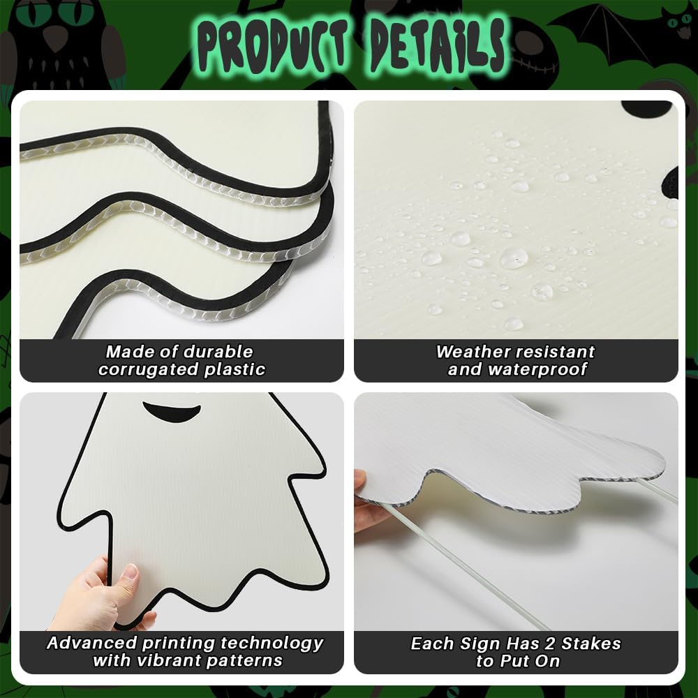 AUTOWT Halloween Decorations Outdoor Yard Signs, 6PCS Fluorescence Scary Ghost D&eacute;cor with Stakes, Glow in the Dark Outdoor Lawn Party Patio Tree Front Door Decor - Skeleton Hand image number 4