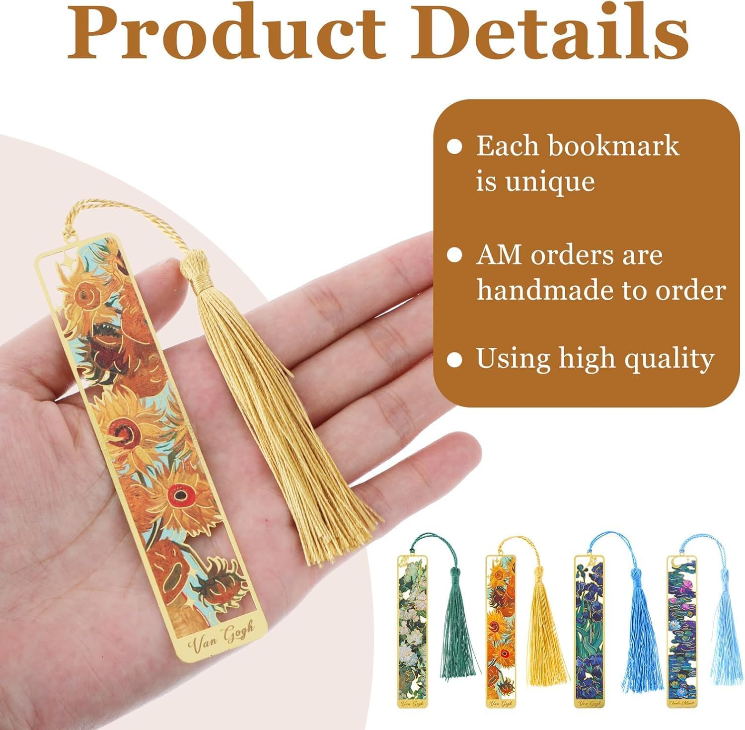 PQCLXUYA 1 Pieces Metal Bookmarks with Tassel,Gold Hollow Metal Bookmark, Vintage Book Marks for Reading Women, Men, Kids, Book Lovers, Reading Accessories Gifts for Book Lovers (White Rose Green) image number 3