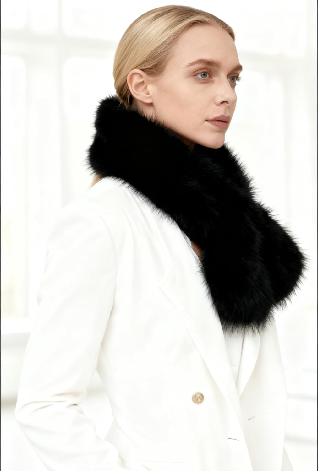 Lina & Lily Women'S Winter Pull-Through Neck Scarf Long Pile Faux Fur image number 1