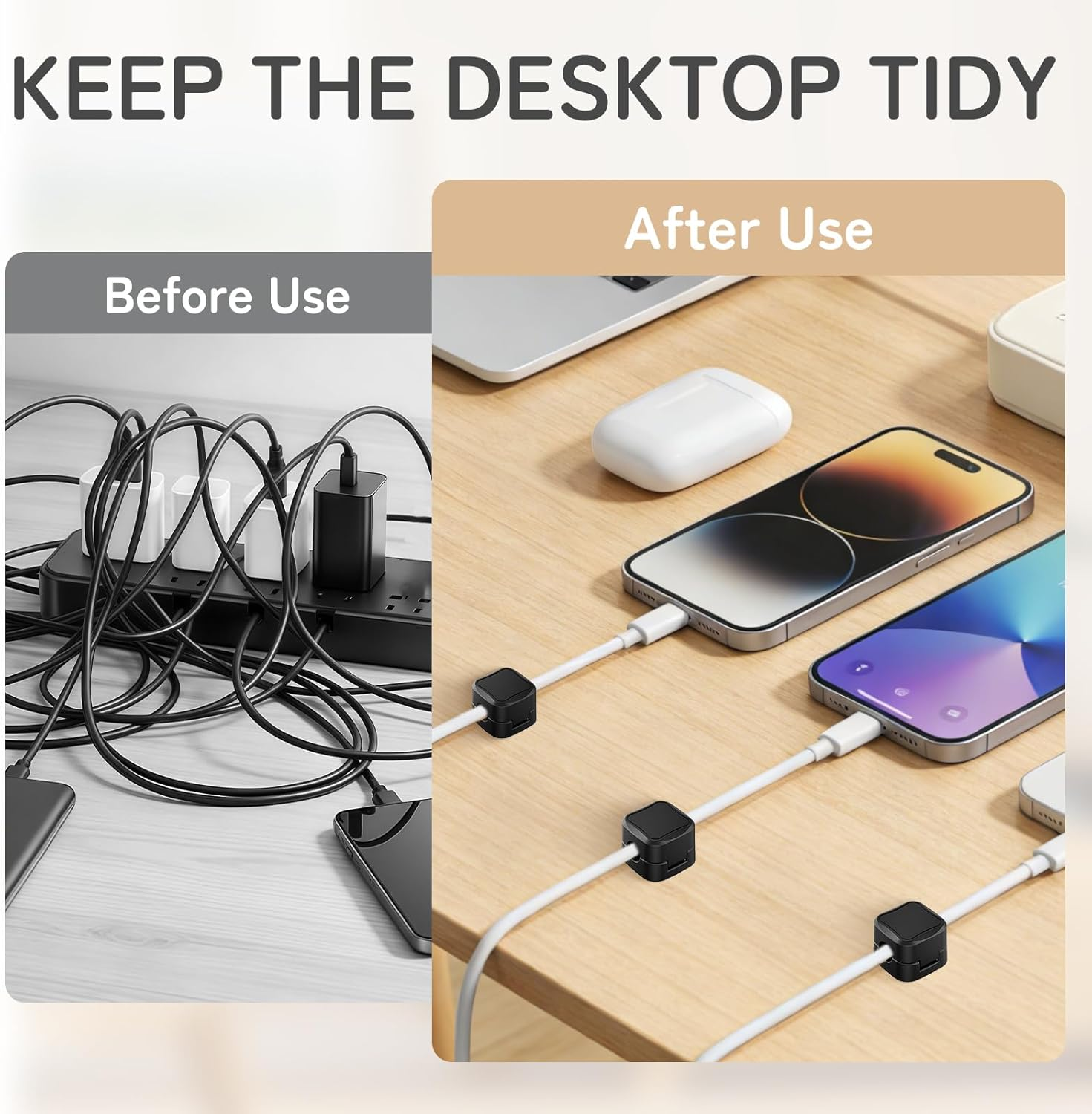 16 Pcs Magnetic Cable Clips Holder, Cord Holder Organizer, Adhesive Management Cable Organiser for Desk Accessories, Wire Keeper for Wire Phone USB Charger Cable Wall Car Nightstand Office Home image number 2