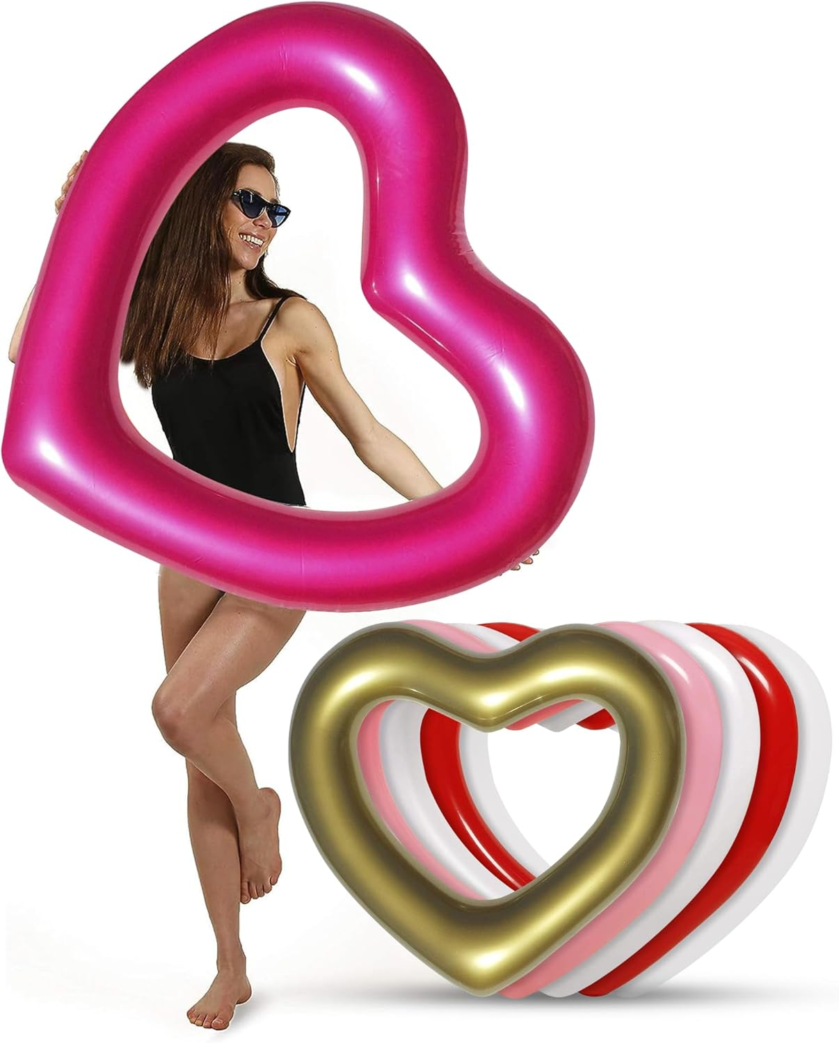 Loteli Heart Pool Float (Metallic Pink)