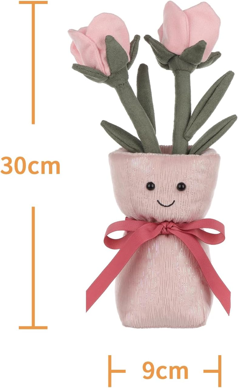 Apricot Lamb Rose Vase-Pink Stuffed Animals for Kids, Soft Cute Plush Toys for Baby Girl and Boy, Fluffy Rose Vase-Pink 11.9 Inches image number 2