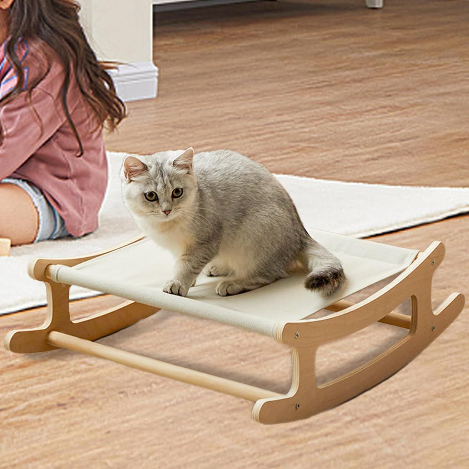 Cat Elevated Bed, Raised Cat Hammock for Floor, Lightweight Space-Saving Pet Bed, Indoor Cats Hammock Bed for Playing, Climbing, Relaxing image number 6
