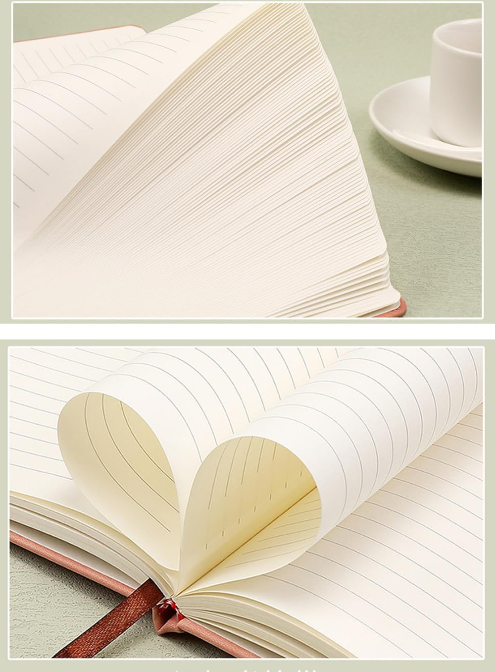 2 Pack Notebook-A6/A5 Lined Journal Notebook,100 Pages 80 GSM Journal Notebook Hardback Notepad with Bookmark, Pen Loop,Premium Leather Hardcover Notebook for Writing Study Office Travel Recording (Blue) image number 2