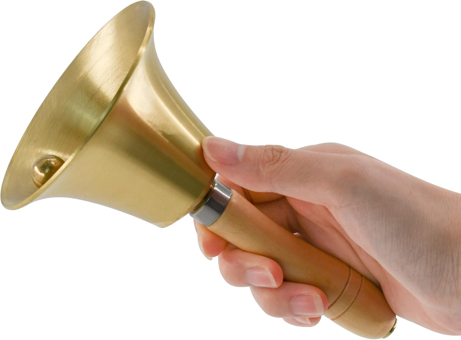 Mrmrkura Super Loud Solid Brass Hand Call Bells with Wooden Handle for Church, Hotel, School, Service, Wedding (Medium) image number 6