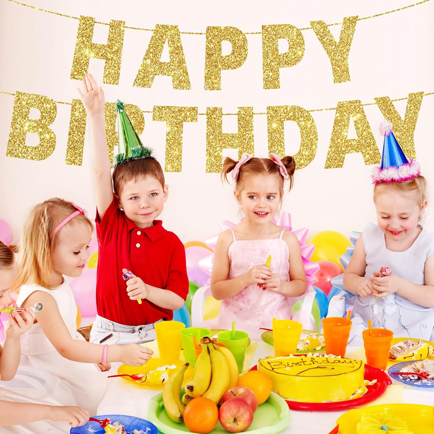 112 PCS DIY Glitter Banner Kit - Customizable Gold Letter Banners for Parties, Birthdays, Graduation, Wedding & Baby Shower - Hanging Decorative Sign with Sparkly Letters (Gold image number 4