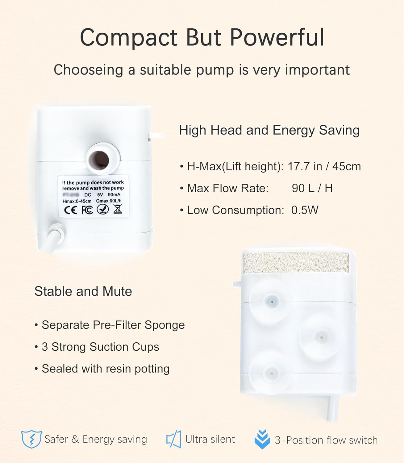 Original HAPUP Cat Fountain Silent Replacement Pump DC5V Only Compatible with HAPUP Wireless Cat Water Fountain Battery Operated ASIN:B0CBX24SY7 image number 5