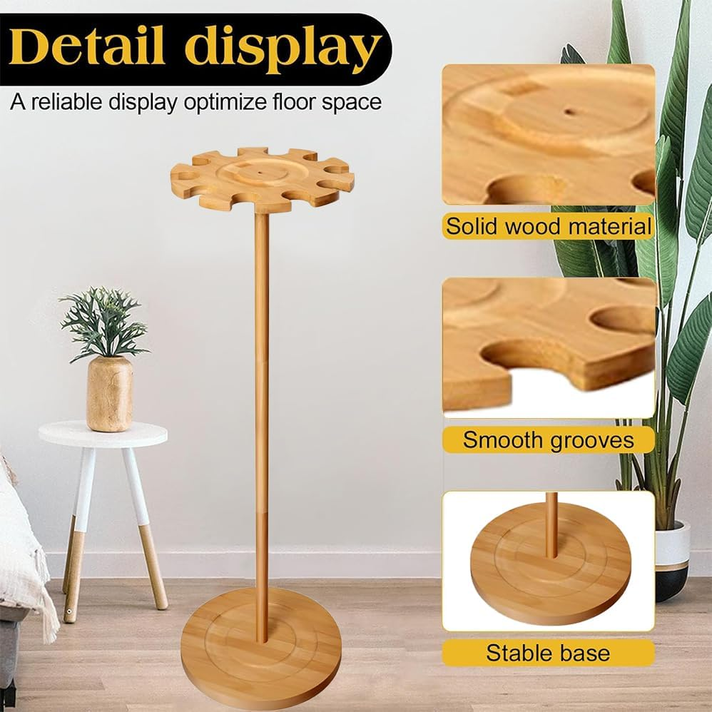 Baseball Bat Storage Organizer,Solid Wood Baseball Bat Stand,Wall Mounted Wood Rack for Baseball Memorabilia,Rustic Wooden round Softball Sport Equipment Hanger Organizer,Accommodate 10 Baseball Bats image number 5