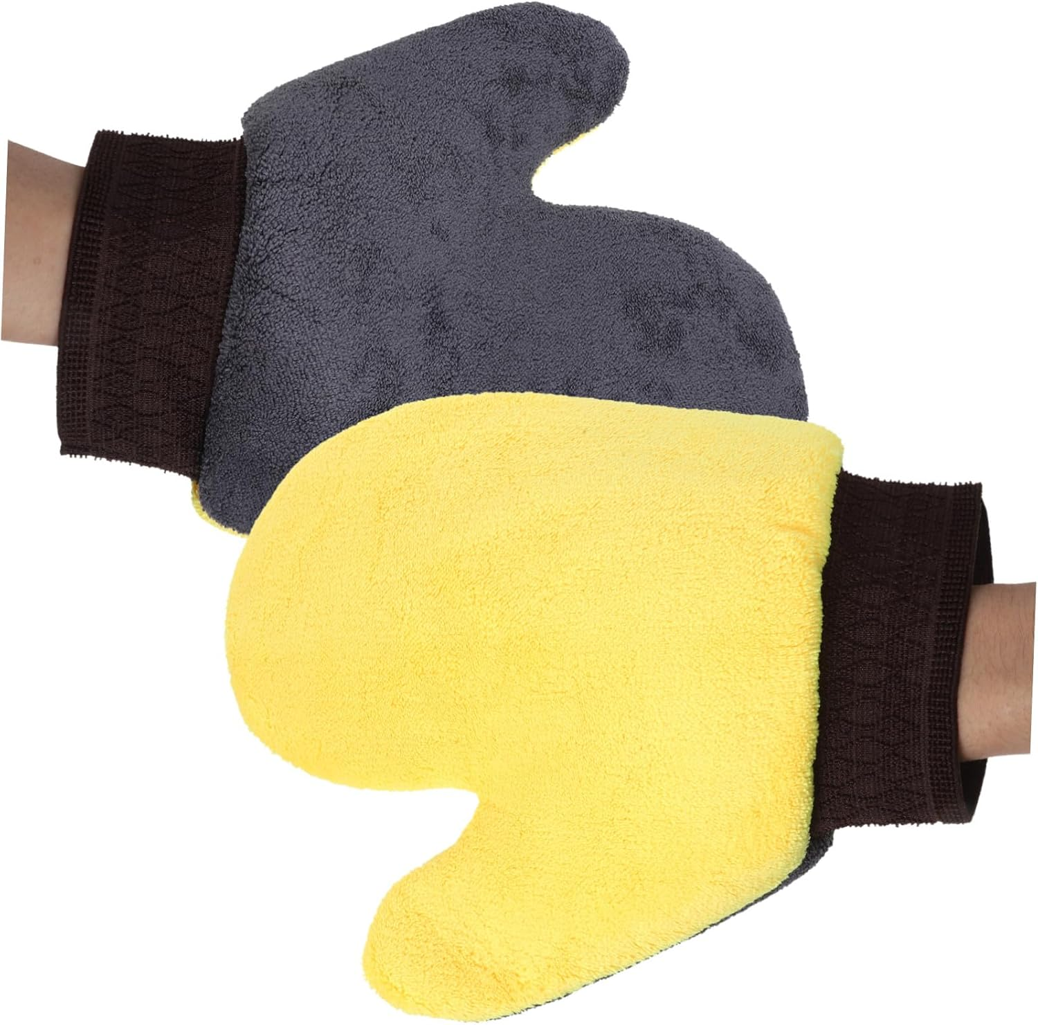 OFFSCH 2Pcs Car Wash Gloves Mitt with Special Coral Fleece Material Double Sided Cleaning Mitts for Hard to Reach Auto Surfaces Comfortable and Maneuverable Dusting Gloves image number 1