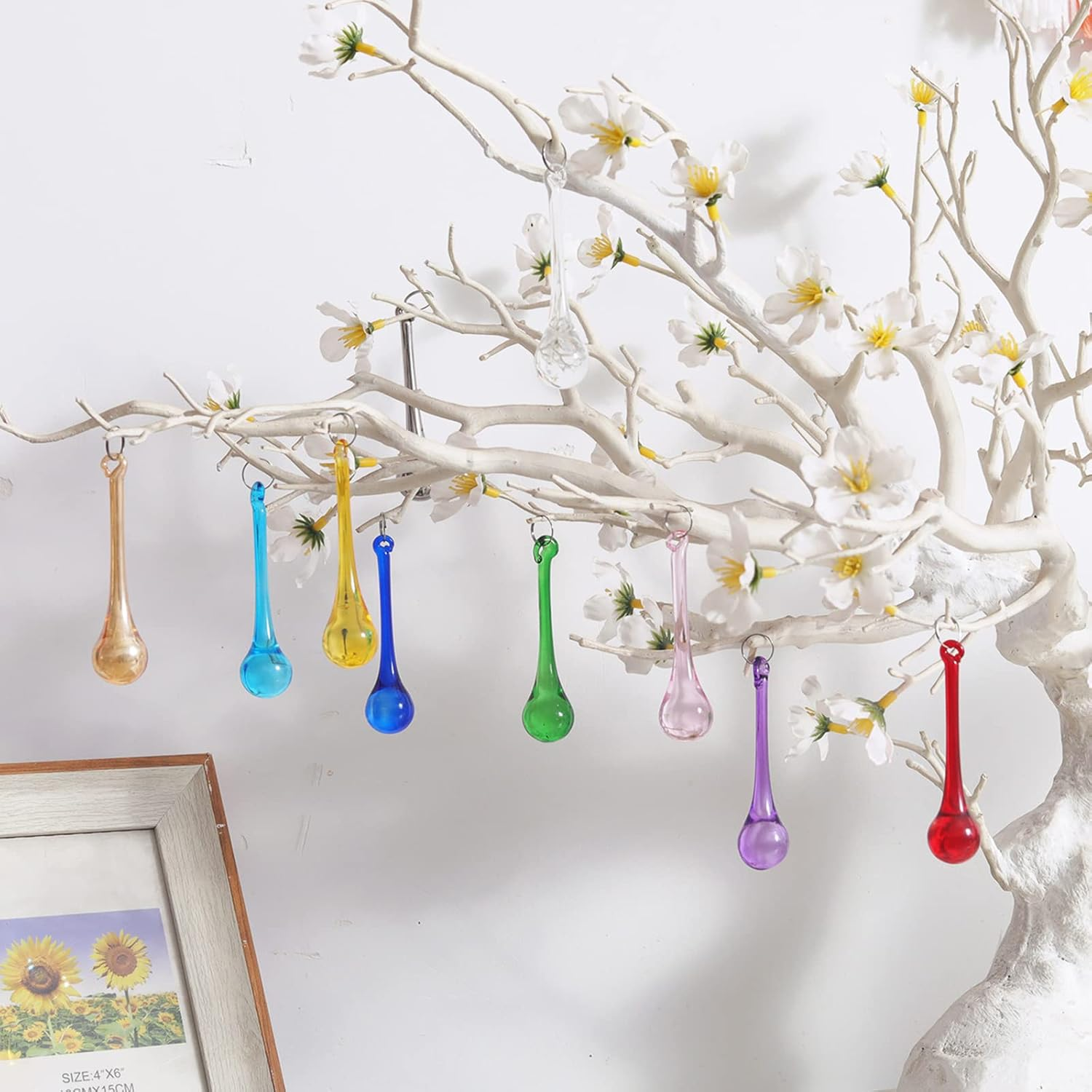 LONGWIN 20Pcs 3Inch Crystal Teardrop Pendant Chandelier Parts Wedding Decoration Christmas Tree Decorations (Multicolor)