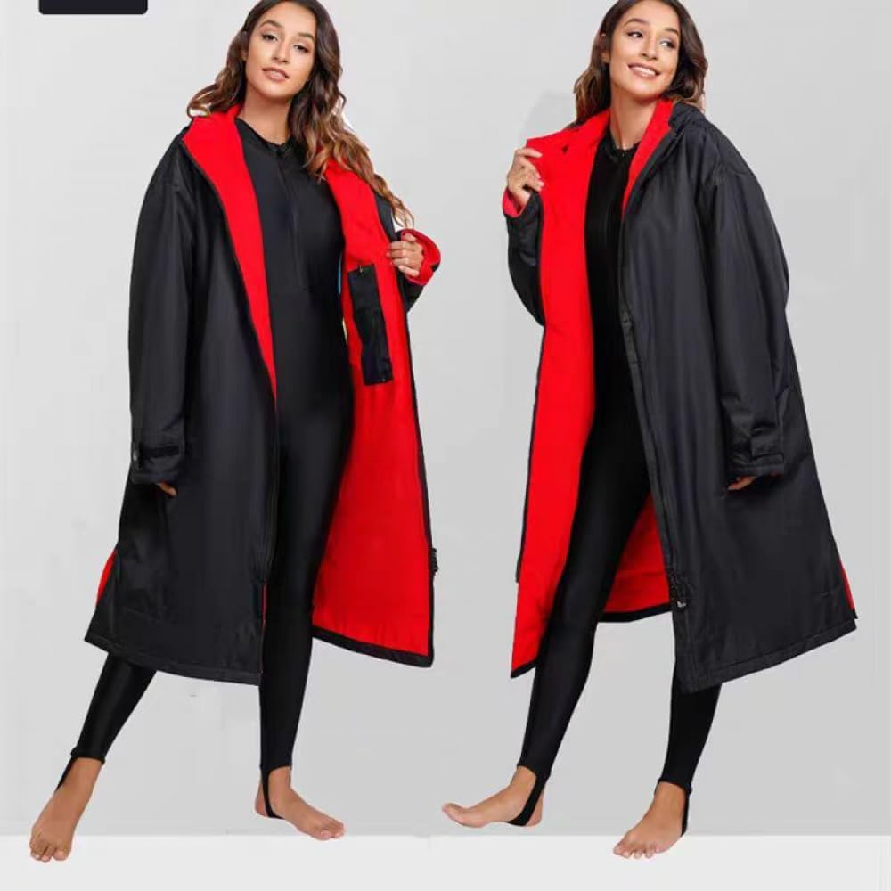 Warm Waterproof Swim Parka: Oversized Hooded Changing Robe - Quick Dry Wetsuit Changing Towel, Windproof Coat, Jacket for Water Sport, Beach & Pool image number 4