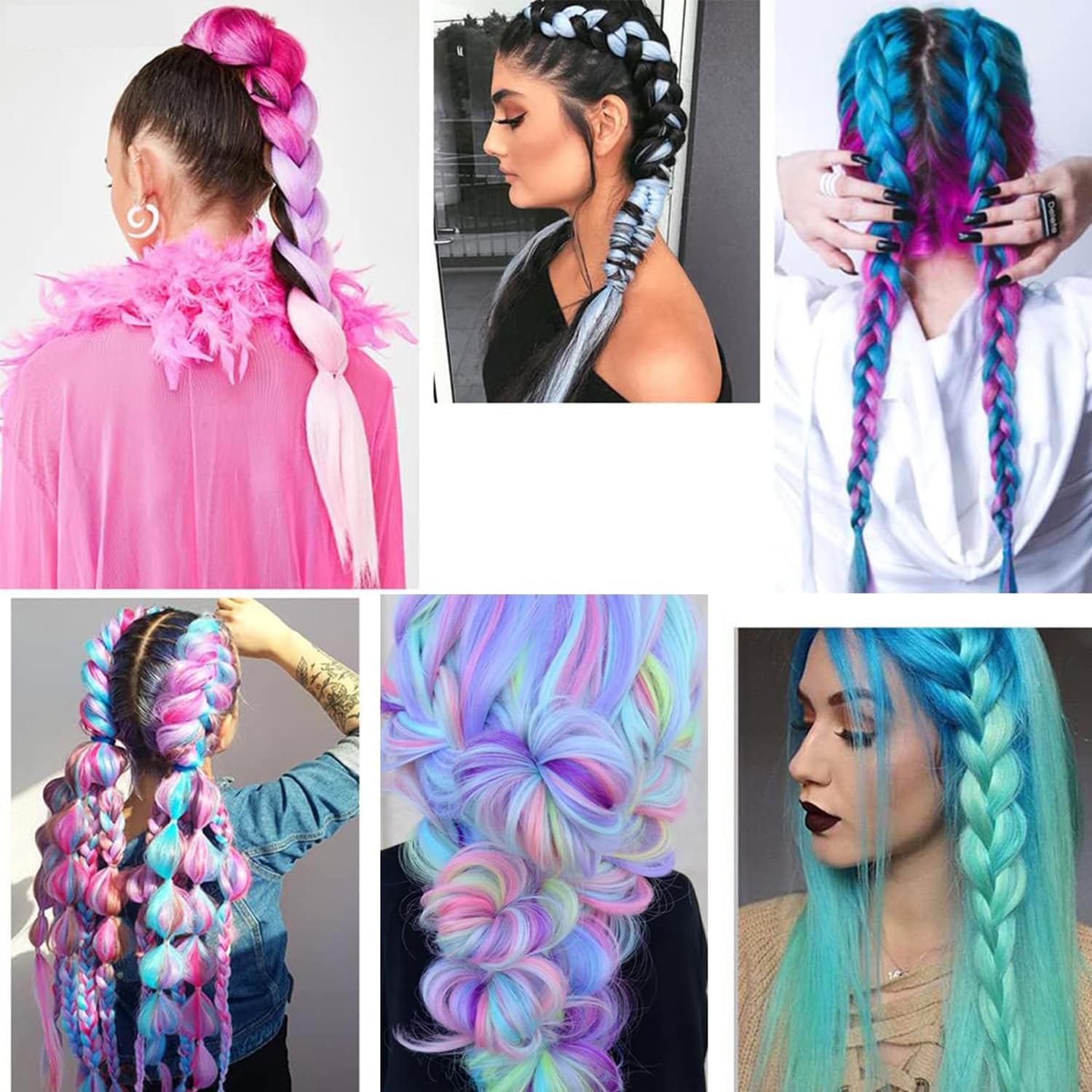 3 Pack Colorful Hair Extensions Braiding Hair Synthetic Crochet Braids Twist 24Inch Four Tone Jumbo Braid Hair Extensions image number 1