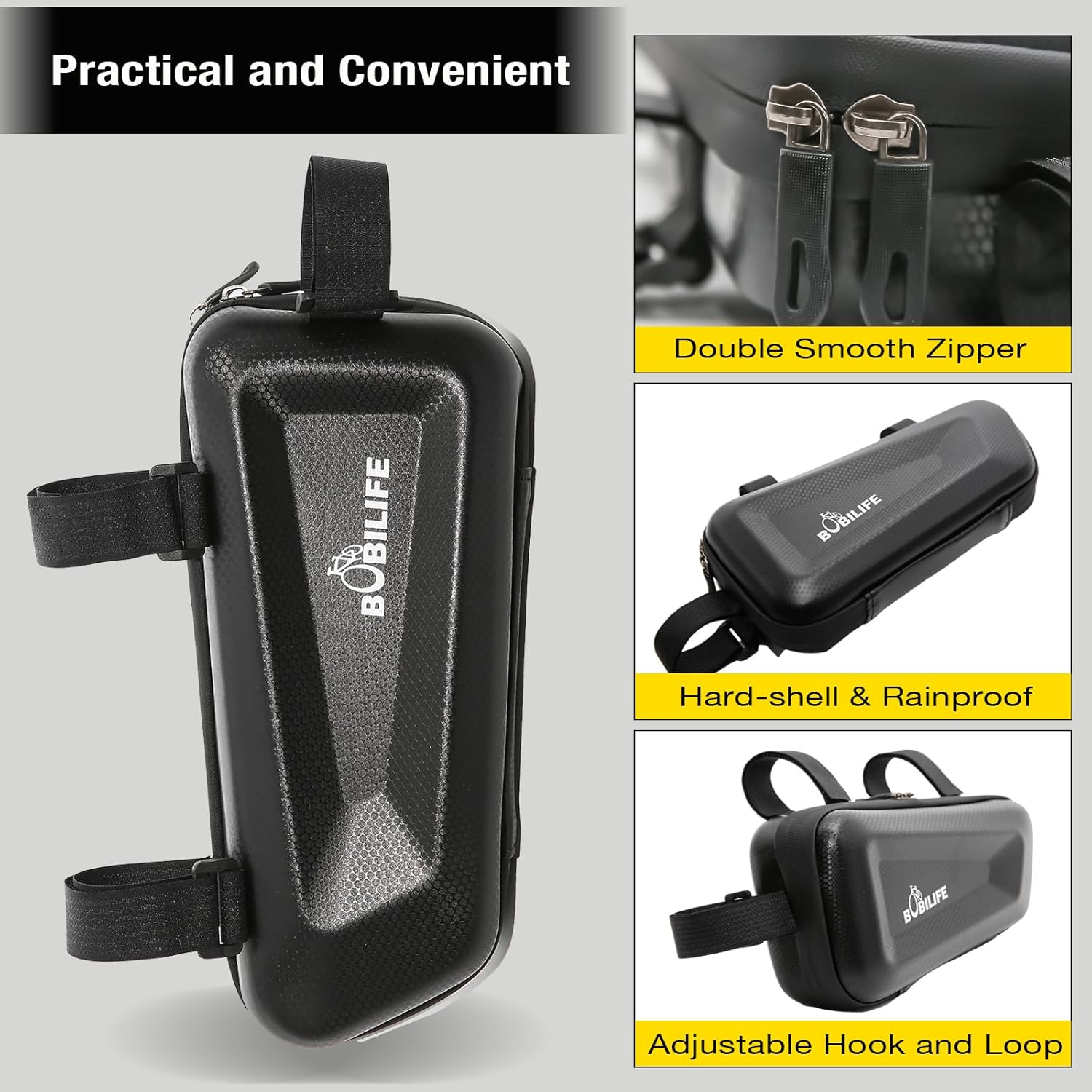 BOBILIFE Hard Shell Bike Frame Bag - EVA Waterproof Bicycle Frame Bag under Top Tube Pouch Storage Bag for Adult Cycling Road Mountain Bike Bicycles image number 1