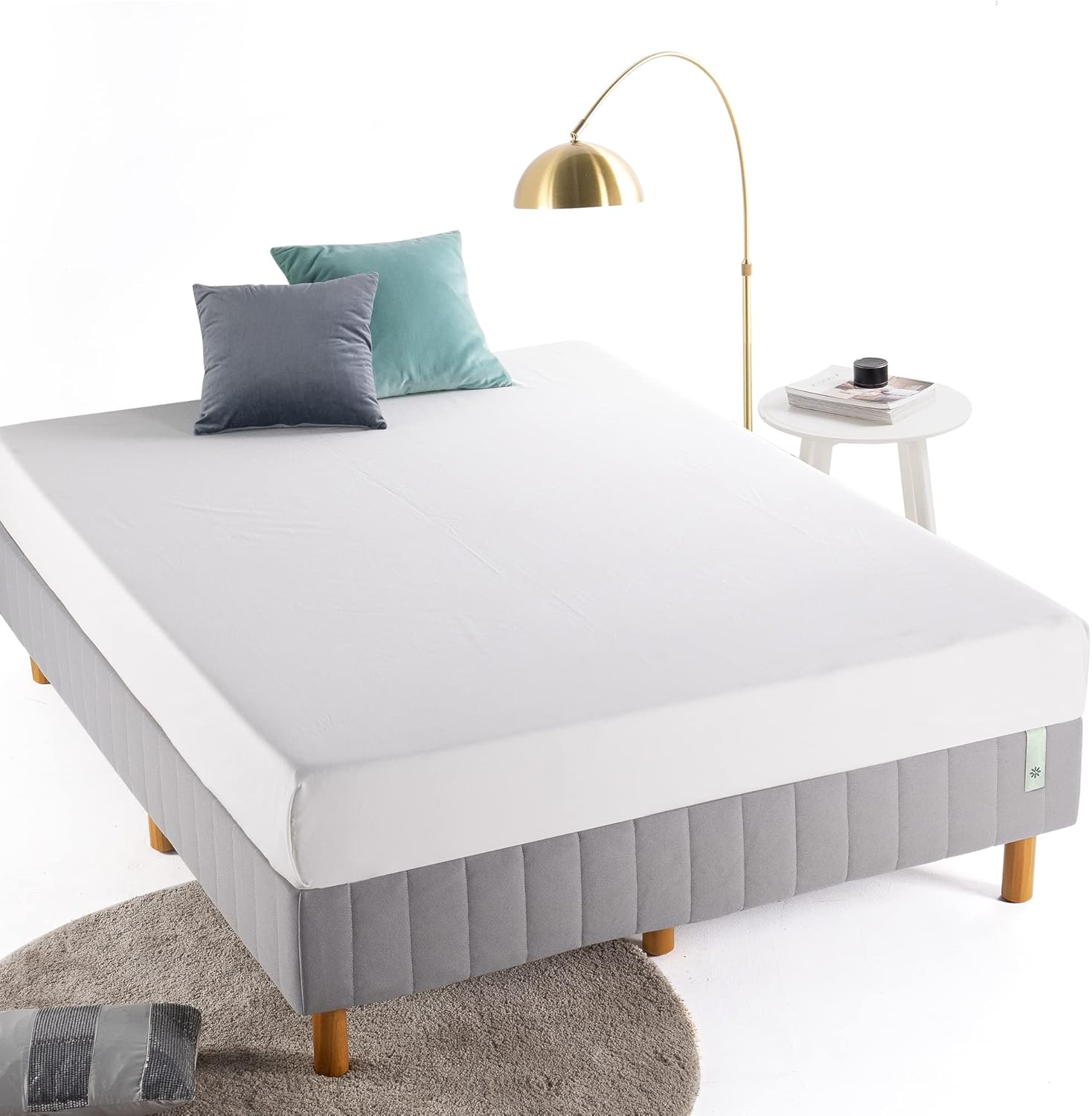 Zinus Queen Bed Base Ensemble 40Cm, Good Design Award Winner, Grey Fabric Quick Snap Mattress Foundation Metal Steel Frame image number 2