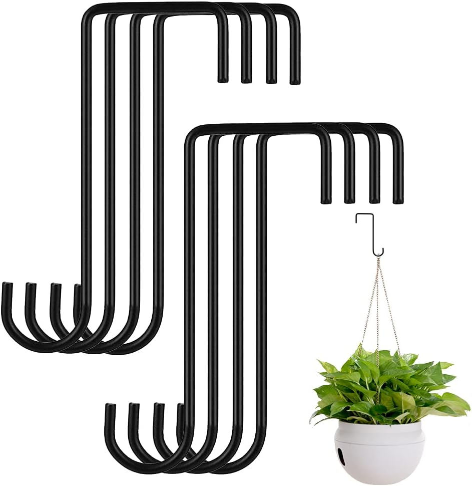 8Pcs Fence Hooks, 6/8 Inch Stainless Steel Hanging Basket Bracket Heavy Duty Iron Garden Hanging Brackets Hooks for Bird Feeders, Fences, Indoor & Outdoor Hanging (6 Inches) image number 4